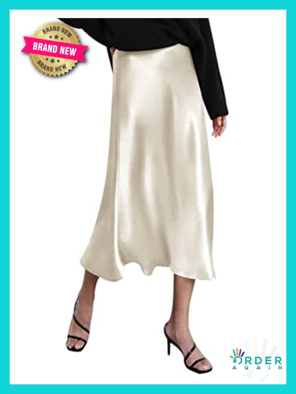 High Waist Satin Midi Skirt Slim Fit Elegant Versatile Casual